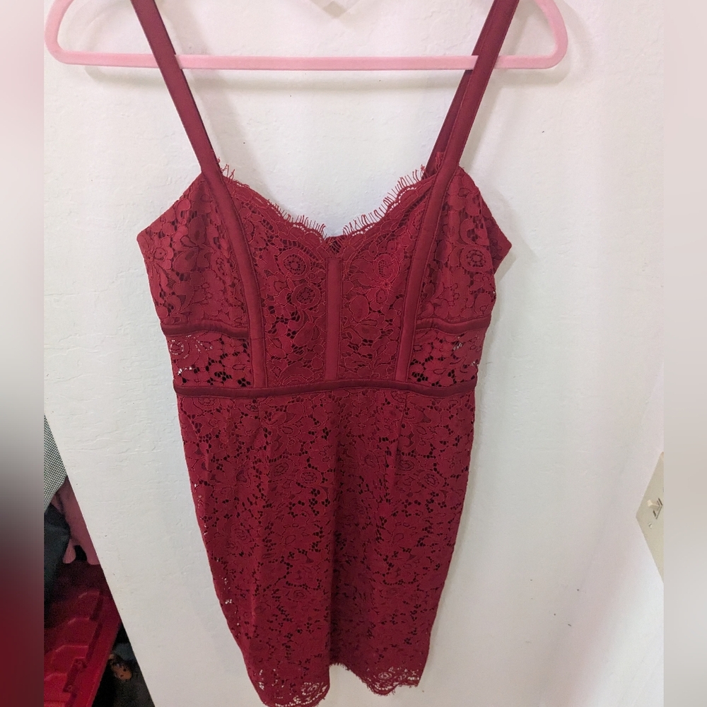 Express Red Lace Bodycon Dress – Size 4